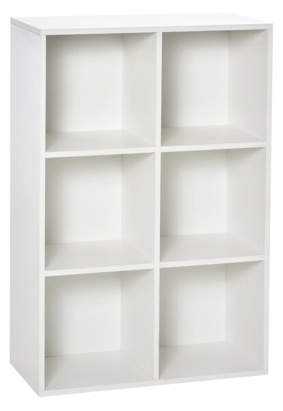 HOMCOM Mobile Libreria Moderno a 6 Cubi in Legno, 65.5x30x97.5 cm, Bianco | Aosom Italy