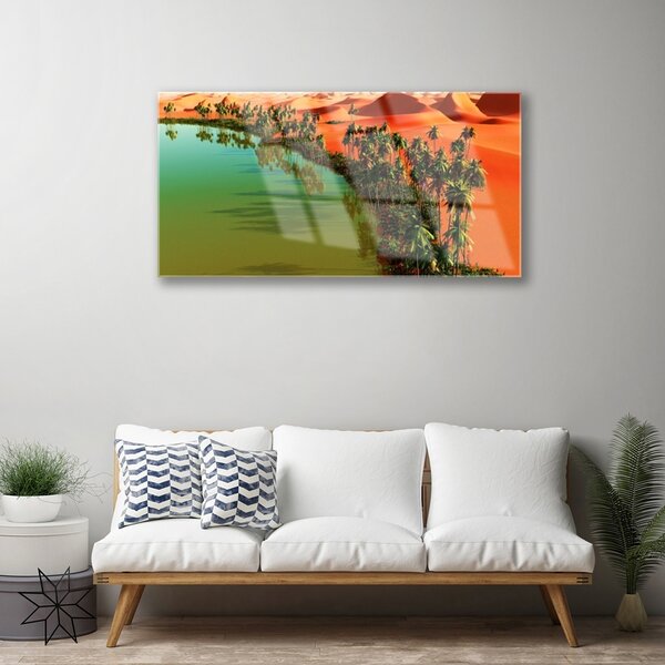 Quadro in vetro Lago di Palm Desert 100x50 cm 2 appendini