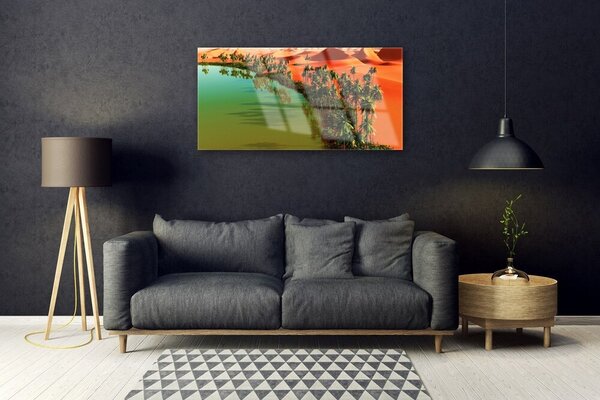 Quadro in vetro Lago di Palm Desert 100x50 cm 2 appendini