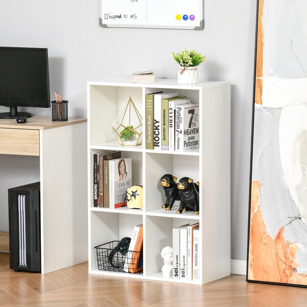 HOMCOM Mobile Libreria Moderno a 6 Cubi in Legno, 65.5x30x97.5 cm, Bianco | Aosom Italy