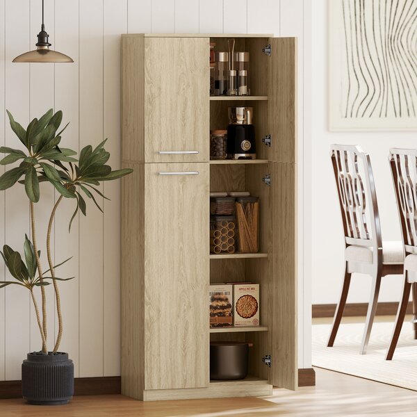 HOMCOM Mobile Contenitore Minimal con 2 Armadietti e Mensole Regolabili, in Legno color Rovere, 59x31x155 cm | Aosom Italy