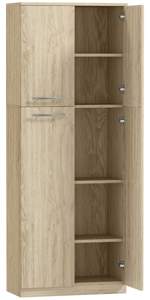 HOMCOM Mobile Contenitore Minimal con 2 Armadietti e Mensole Regolabili, in Legno color Rovere, 59x31x155 cm | Aosom Italy
