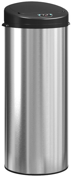 HOMCOM Bidone per Rifiuti da 55L con Sensore per Apertura Automatica e Chiusura Ammortizzata, 32x30x72.5 cm, Argento | Aosom Italy