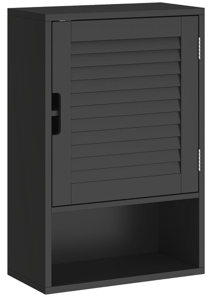 HOMCOM Armadietto Bagno a Parete con Ripiano Regolabile e Anta Ammortizzata, 40x20x60 cm, Nero | Aosom Italy
