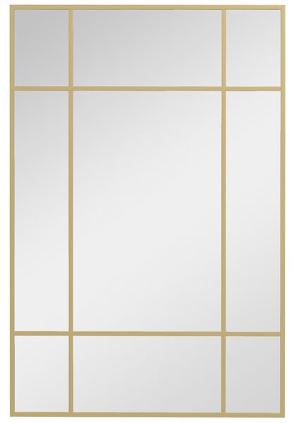 HOMCOM Specchio da Parete Stile Finestra con Montaggio Verticale e Orizzontale, 90x60 cm, Oro | Aosom Italy