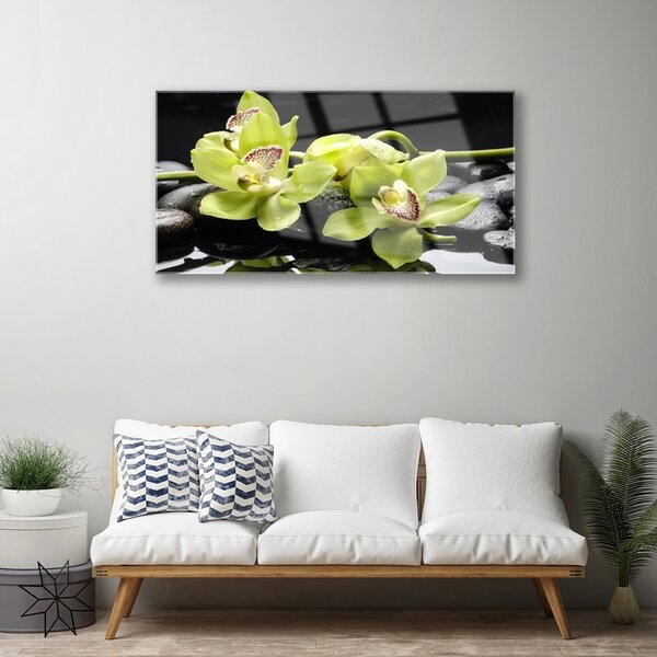 Quadro in vetro Pianta di orchidea da fiore 100x50 cm 2 appendini