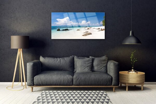 Quadro di vetro Spiaggia Mare Paesaggio 100x50 cm 2 appendini