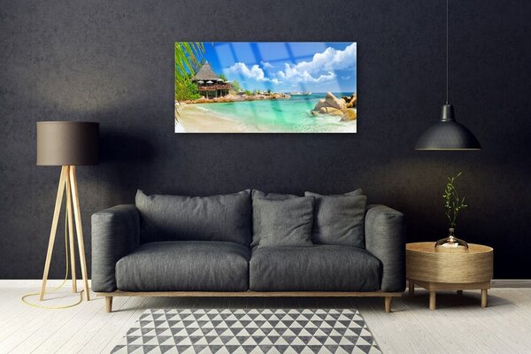 Quadro in vetro Spiaggia Mare Paesaggio 100x50 cm 2 appendini