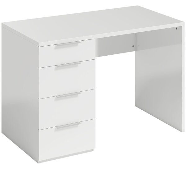 HOMCOM Scrivania con 4 Cassetti per Camera e Ufficio, 110x61.5x75 cm, Bianco Lucido | Aosom Italy