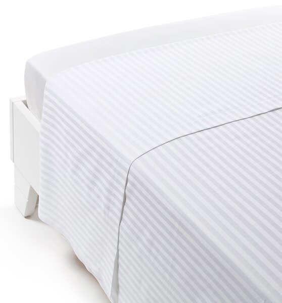 Lenzuolo Superiore In Raso Di Cotone Raso Rigato Matrimoniale Hotellerie Tinta Unita Bianco Caleffi
