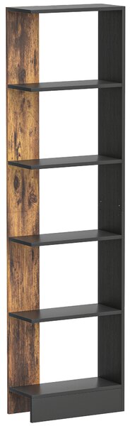 HOMCOM Libreria Moderna Salvaspazio a 5 Ripiani in Legno 45x21x170 cm, Marrone e Nero | Aosom Italy