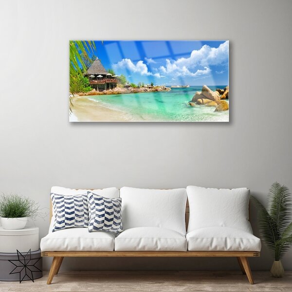 Quadro in vetro Spiaggia Mare Paesaggio 100x50 cm 2 appendini