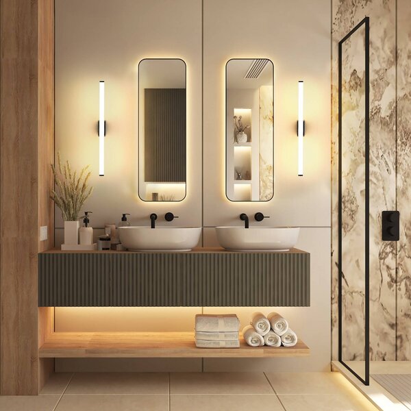 Molto Luce Applique da parete VINA M, Nero, Bagno, Alluminio, Moderno, Applique