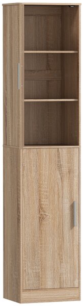 HOMCOM Mobile Colonna Bagno a 2 Armadietti con 6 Ripiani Regolabili, in Legno, 40x35x180 cm, Color Legno | Aosom Italy