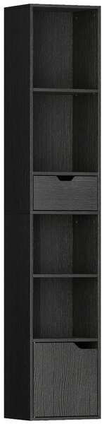 HOMCOM Scaffale Libreria a 4 Ripiani Aperti con Armadietto e Cassetto, 30x24x158 cm, Nero | Aosom Italy
