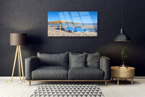Quadro di vetro Spiaggia Mare Paesaggio 100x50 cm 2 appendini