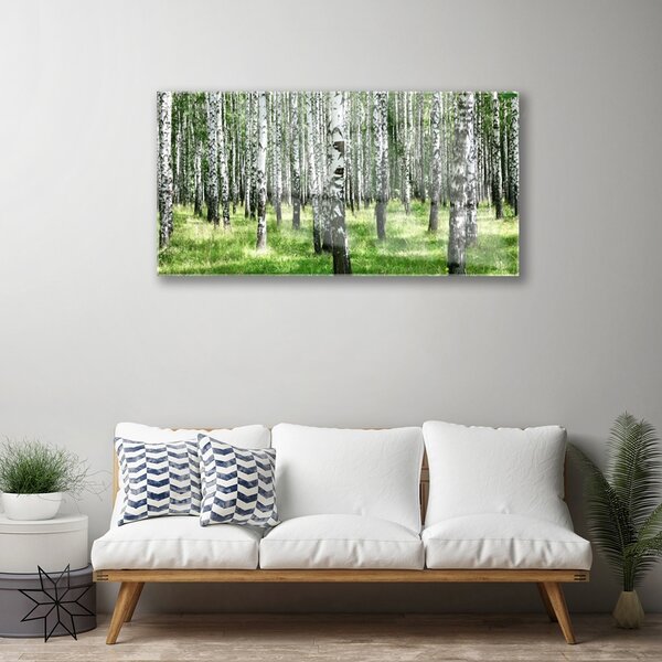 Quadro vetro Foresta Erba Pianta Natura 100x50 cm 2 appendini