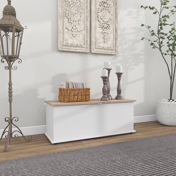HOMCOM Panca Contenitore Multiuso Legno per Camera Ingresso Bianco 100x40x40cm | Aosom Italy