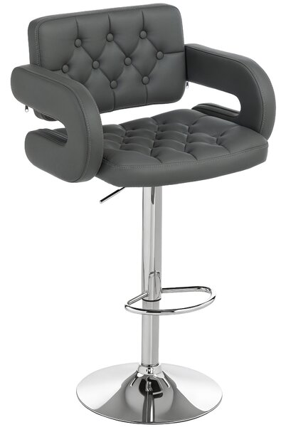 HOMCOM Sgabello da Bar Regolabile, Seduta Extra Large Girevole in Similpelle PU, Grigio | Aosom Italy