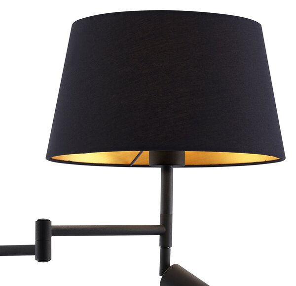 Lampada da terra nera con paralume nero e lampada da lettura regolabile - Ladas