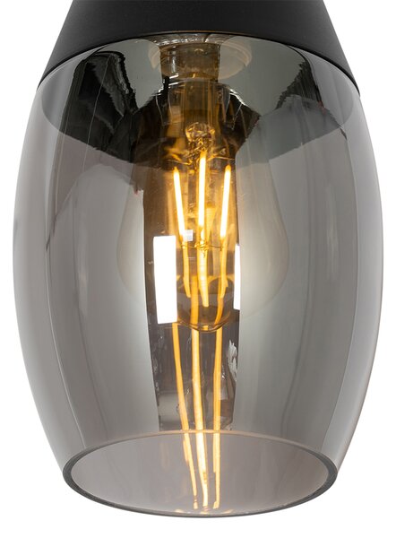 Lampada a sospensione moderna nera con vetro fumé - Drop
