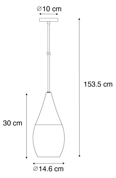 Lampada a sospensione moderna nera con vetro fumé - Drop