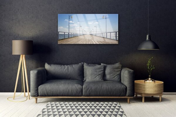 Quadro in vetro Molo Mare Architettura 100x50 cm 2 appendini