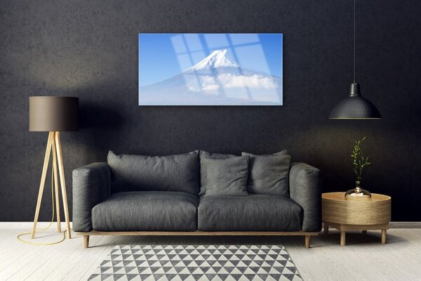 Quadro in vetro Montagne Nuvola Cielo Paesaggio 100x50 cm 2 appendini