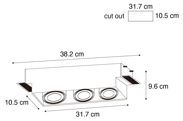 Faretto da incasso bianco GU10 AR70 senza cornice 3 luci - Oneon