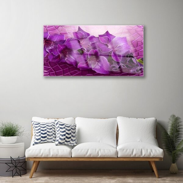 Quadro in vetro Fiori Pianta naturale 100x50 cm 2 appendini