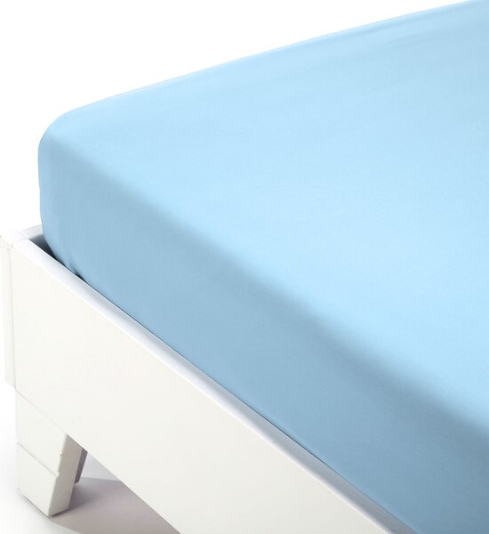 Lenzuolo Inferiore Singolo Azzurro Cotone Tinta Unita Caleffi, In Cotone Caleffi