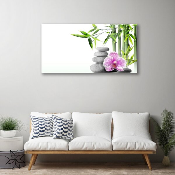 Quadro vetro Bambù Spa Arte Zen 100x50 cm 2 appendini