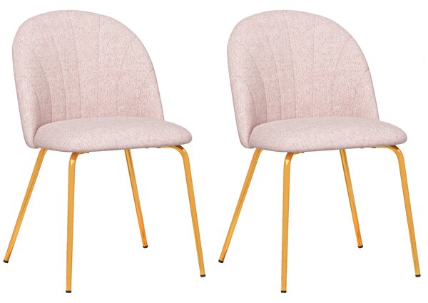 Set di 2 sedie per sala da pranzo in tessuto rosa con gambe nere
