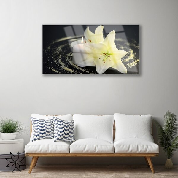 Quadro vetro Fiore Pianta naturale 100x50 cm 2 appendini