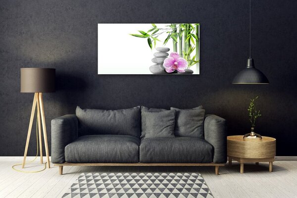 Quadro vetro Bambù Spa Arte Zen 100x50 cm 2 appendini