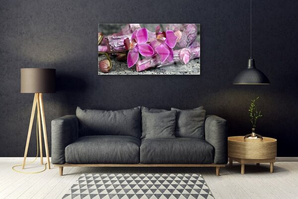 Quadro in vetro Legno Fiori Pianta Natura 100x50 cm 2 appendini