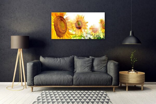 Quadro di vetro Pianta di girasole 100x50 cm 2 appendini
