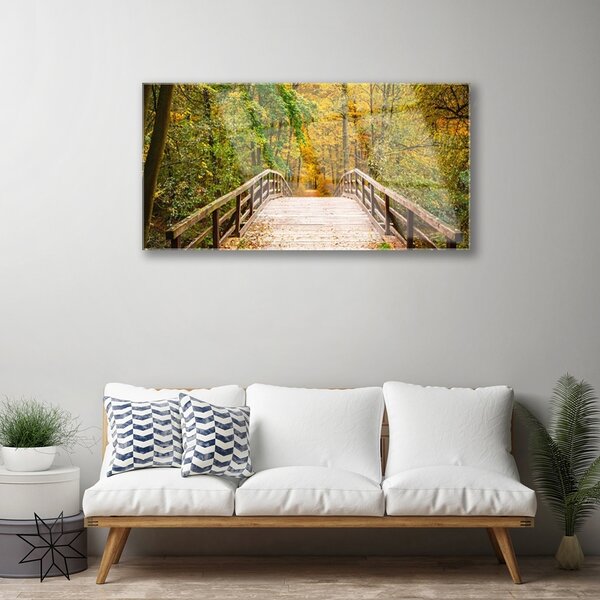 Quadro su vetro Architettura del Ponte della Foresta 100x50 cm 2 appendini