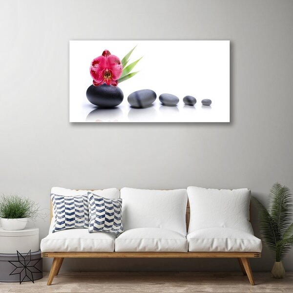 Quadro in vetro Grafica Orchidea Fiore 100x50 cm 2 appendini