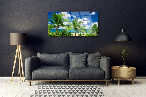 Quadro in vetro Mare Palme Paesaggio 100x50 cm 2 appendini