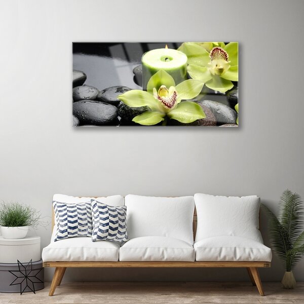 Quadro in vetro Fiori di orchidea 100x50 cm 2 appendini