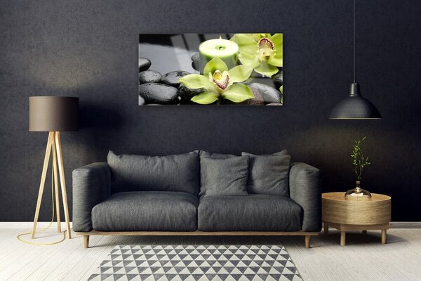 Quadro in vetro Fiori di orchidea 100x50 cm 2 appendini