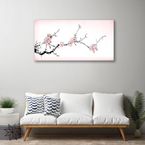 Quadro di vetro Fiori Pianta naturale 100x50 cm 2 appendini