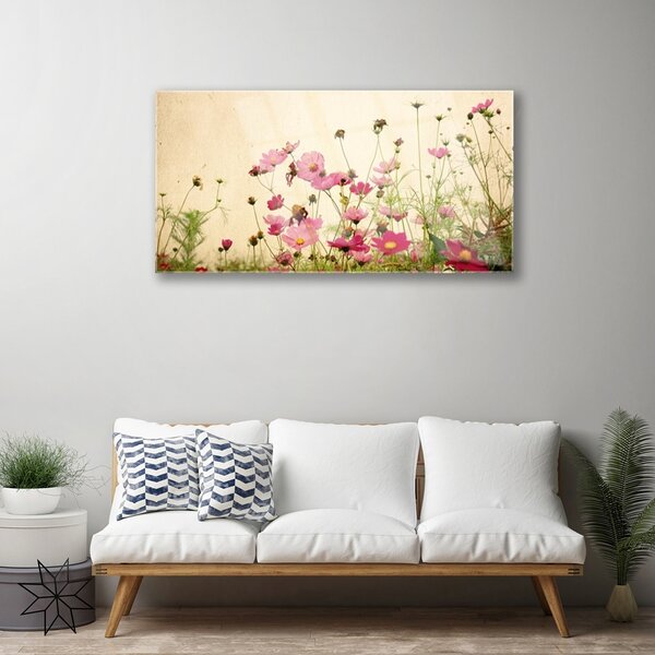 Quadro vetro Fiori Pianta naturale 100x50 cm 2 appendini