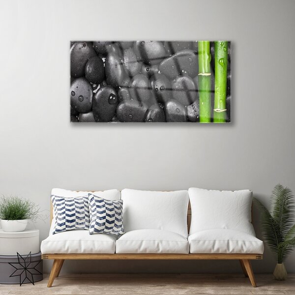 Quadro in vetro Terme del gambo di bambù 100x50 cm 2 appendini