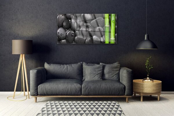 Quadro in vetro Terme del gambo di bambù 100x50 cm 2 appendini