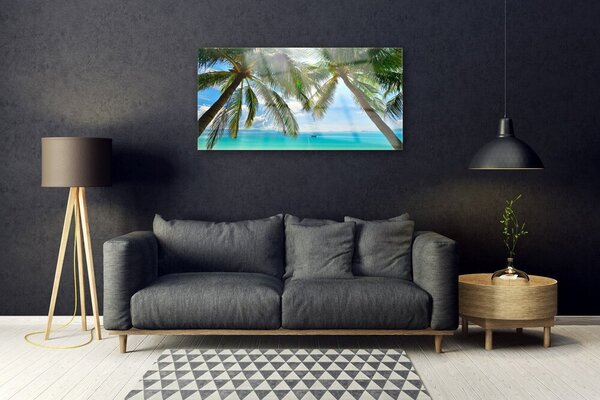 Quadro in vetro Palm Tree Sea Landscape 100x50 cm 2 appendini