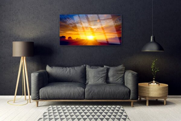 Quadro di vetro Sole Cielo Paesaggio 100x50 cm 2 appendini