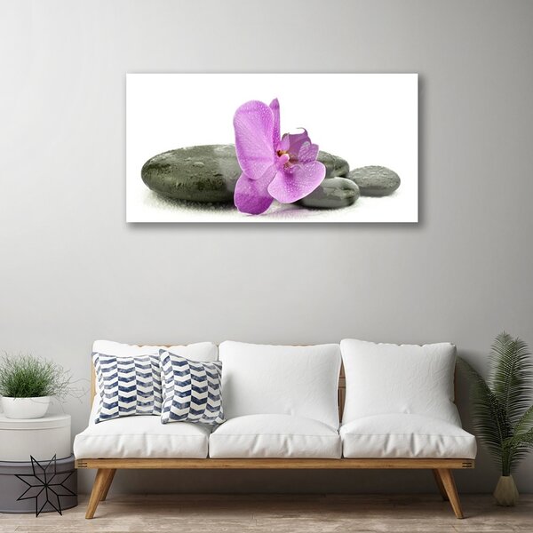 Quadro di vetro Orchidea fiorita 100x50 cm 2 appendini