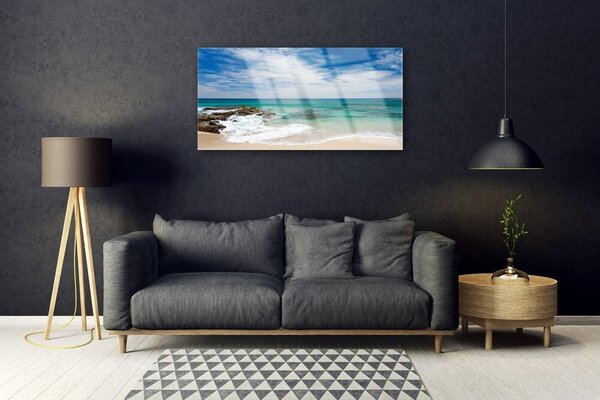Quadro di vetro Spiaggia Mare Paesaggio 100x50 cm 2 appendini